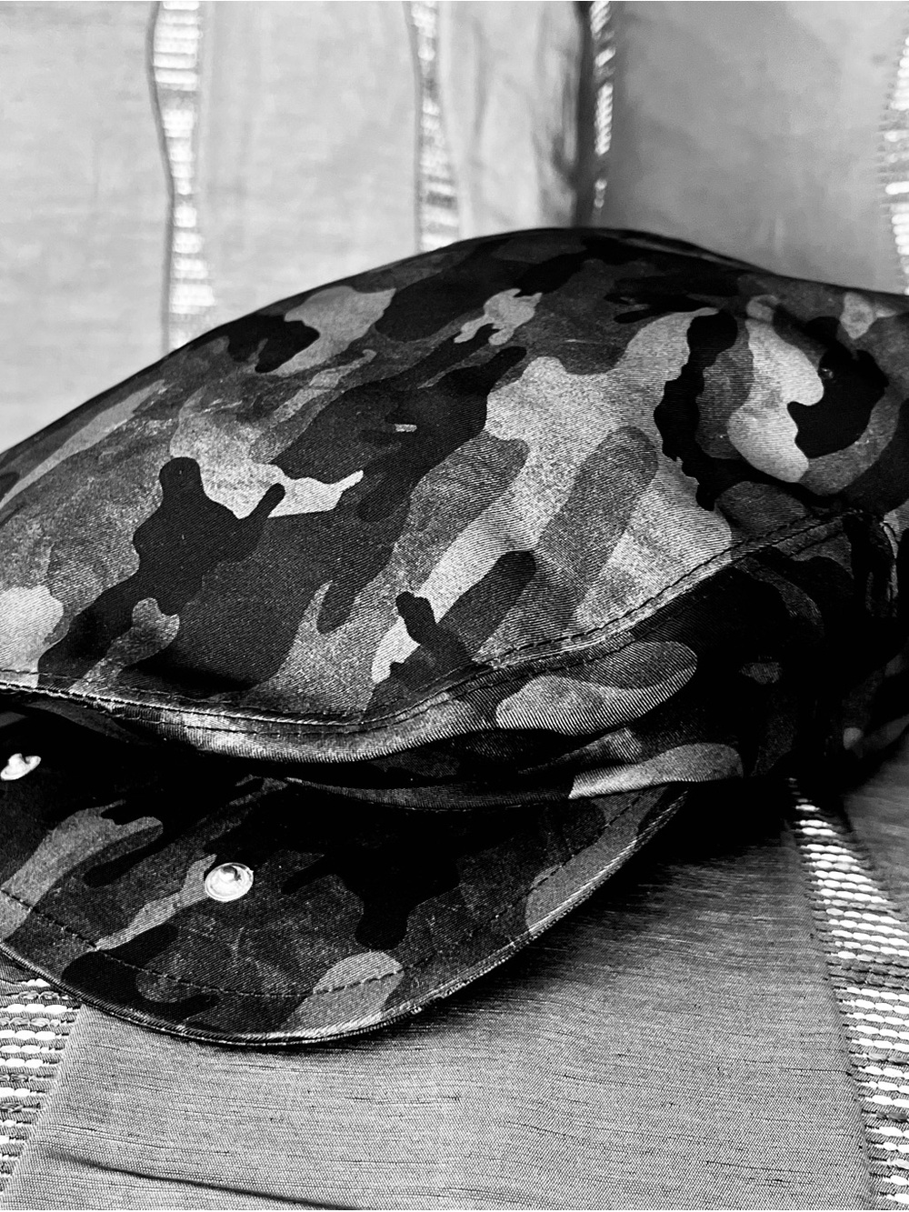 Prada Black Camouflage Flat Cap